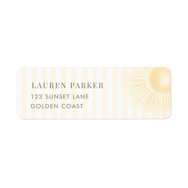 Yellow Stripes Sun Baby Shower Return Address (Front)