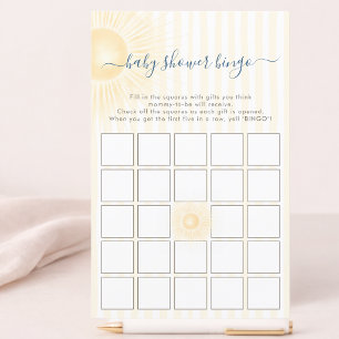 Yellow Stripes Sun Neutral Baby Shower Bingo Game