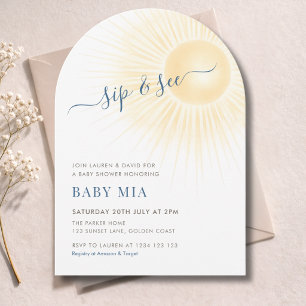 Yellow Stripes Sunshine Sip & See Invitation