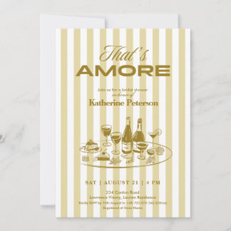 Yellow Stripes That's Amore Bridal Shower Invitation