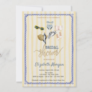 Yellow Stripes Tropical Beach Bridal Shower Invitation