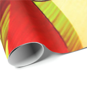 yellow stripes upon red background wrapping paper
