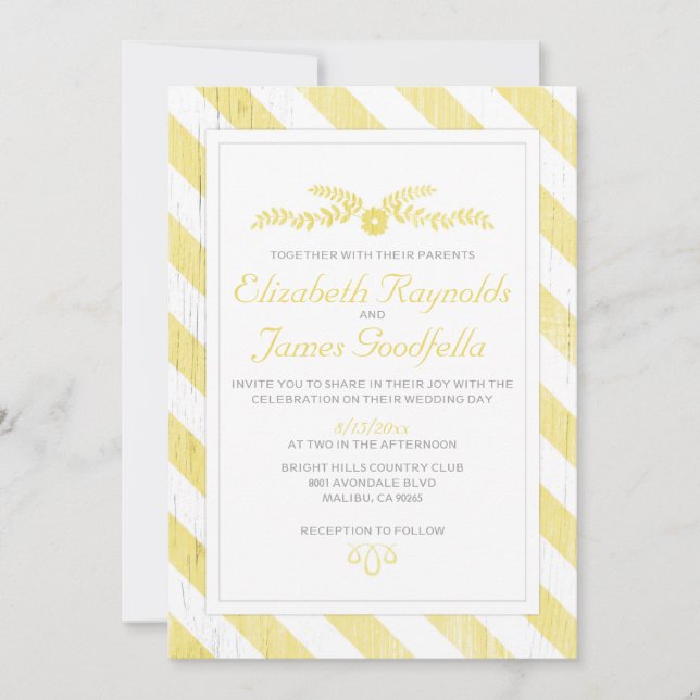 Yellow Stripes Wedding Invitations (Front)