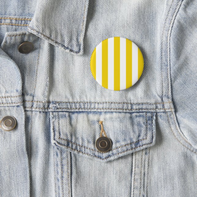 Yellow Stripes, White Stripes, Striped Pattern 6 Cm Round Badge (In Situ)