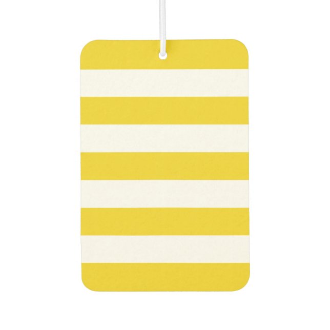 Yellow Stripes, White Stripes, Striped Pattern Car Air Freshener (Front)