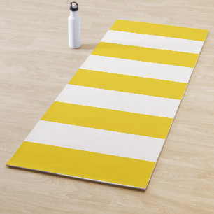 Yellow Stripes, White Stripes, Striped Pattern Yoga Mat