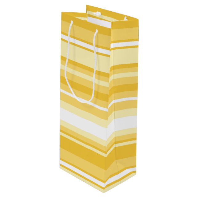 Yellow stripes wine gift bag (Front Angled)