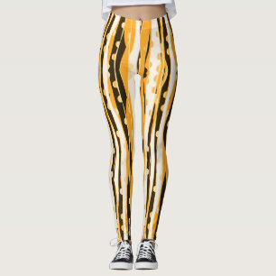 Yellow Stripes Womens Leggings