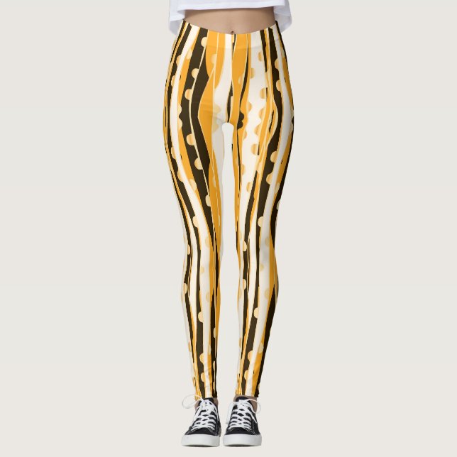 Yellow Stripes Womens Leggings (Front)