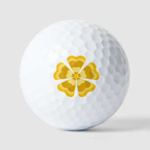 Yellow Stylised Retro Flower Golf Balls