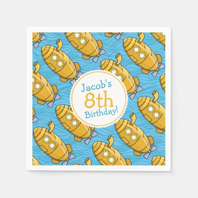 Yellow Submarine Boy's Birthday Napkin (Front)
