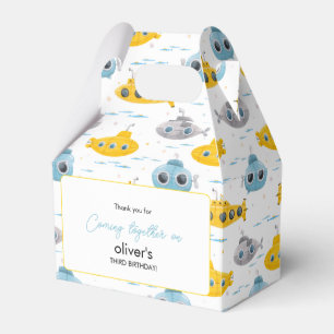 Yellow Submarine Pattern Kids Birthday Party Favour Box