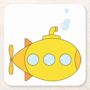 Yellow Submarine Square Paper Coaster