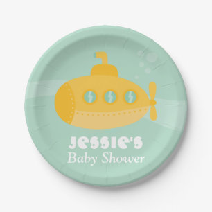 Yellow Submarine Underwater Baby Shower Custom Paper Plate
