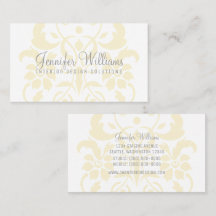 Yellow Subtle Damask Business Card