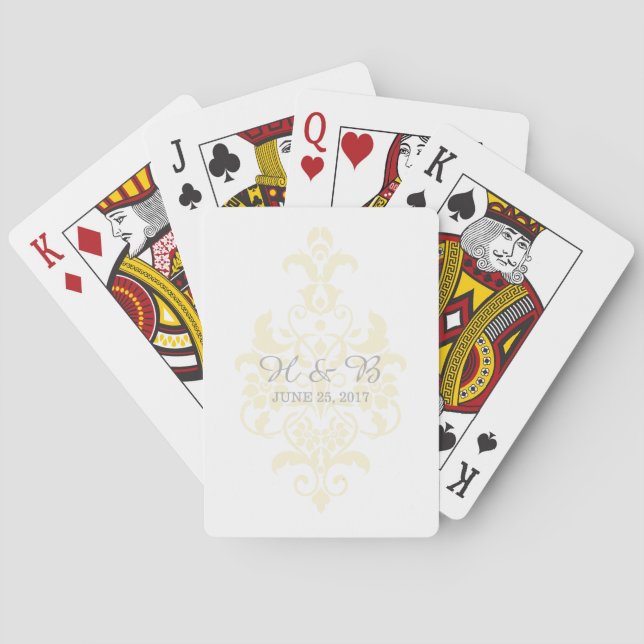Yellow Subtle Damask Playing Cards (Back)