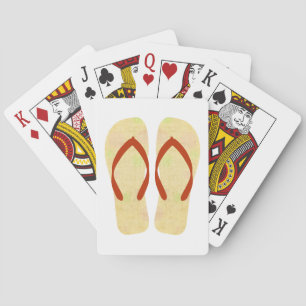 Yellow Summer Beach Party Flip Flops Playing Cards