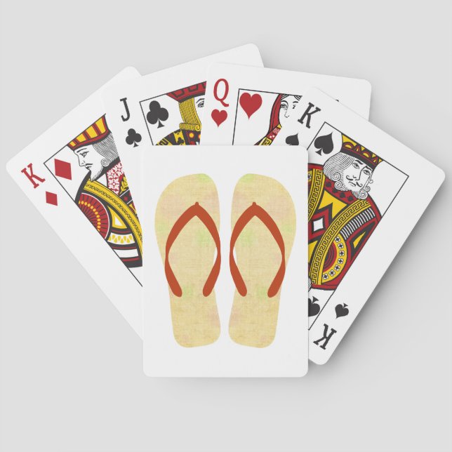 Yellow Summer Beach Party Flip Flops Playing Cards (Back)