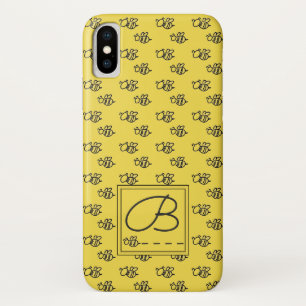 Yellow Summer Bees Monogram Pattern iPhone X Case