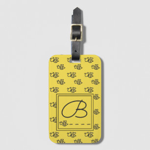 Yellow Summer Bees Pattern Luggage Tag