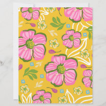 Yellow Summer Floral Scrapbook Paper