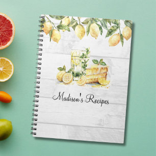 Yellow Summer Lemon Personalised Recipe  Notebook