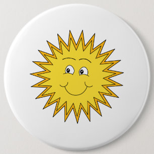 Yellow Summer Sun with a Happy Face. 6 Cm Round Badge