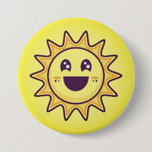 Yellow Summer Sun with a Happy Face 7.5 Cm Round Badge