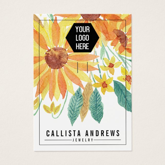 Yellow Summer Sunflower Keychain Logo Display Card (Front)