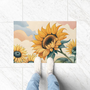 Yellow Summer Sunflower Painting Doormat