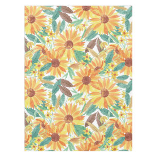 Yellow Summer Sunflower Watercolor Pattern Tablecloth