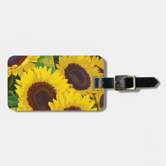 Yellow summer sunflowers luggage tag (Front Horizontal)
