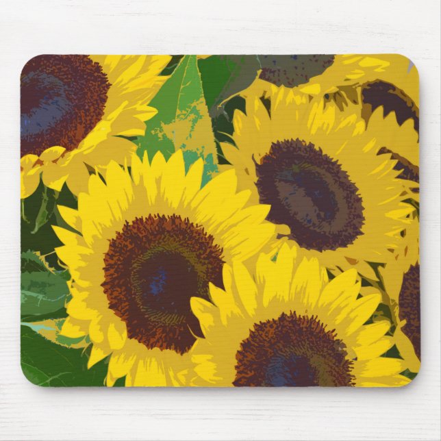 Yellow summer sunflowers mouse mat (Front)