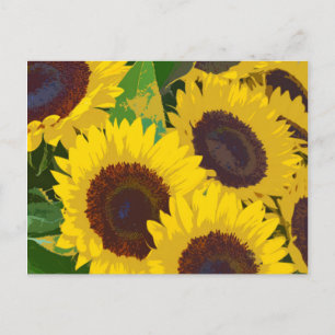 Yellow summer sunflowers postcard