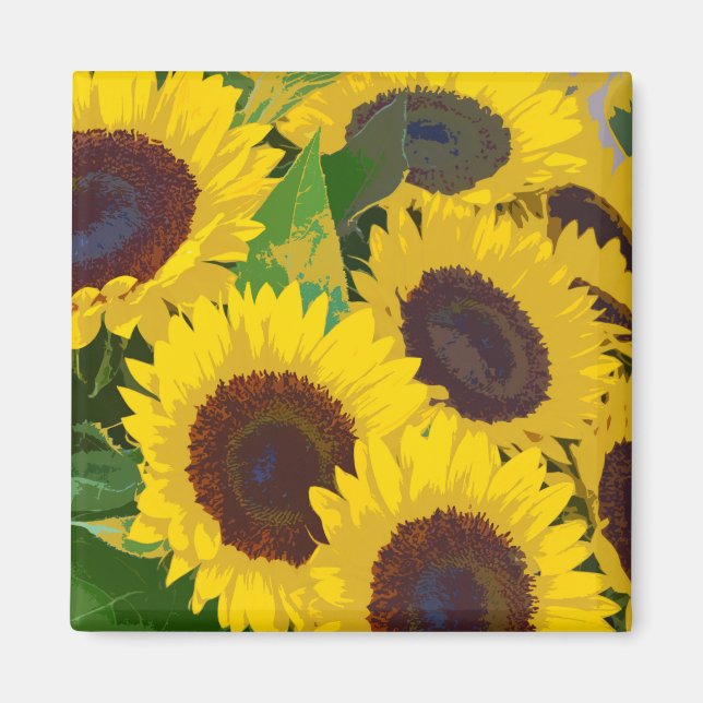 Yellow summer sunflowers print magnet (Front)
