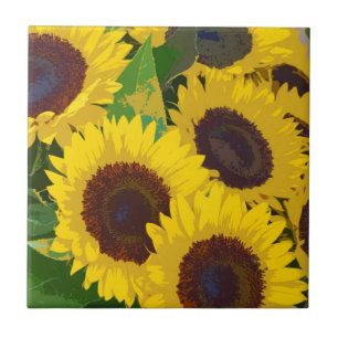 Yellow summer sunflowers tile
