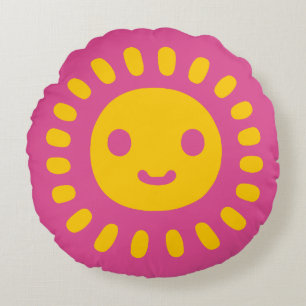 Yellow Sun Art Round Cushion