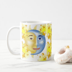 Yellow Sun Blue Moon Yellow Stars Mug