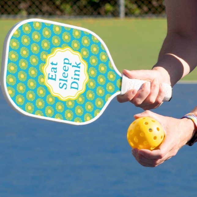 Yellow Sun Caribbean Blue Personalised  Pickleball Paddle (Personalize it!)
