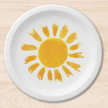 Yellow Sun First Birthday Party  Paper Plate<br><div class="desc">Are you planning a first birthday party?
These cute first birthday party paper plates are decorated with a yellow watercolor sun.
Original Watercolor © Michele Davies.</div>