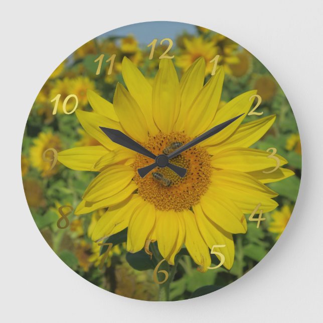 yellow sun flower summer blossom large clock (Front)