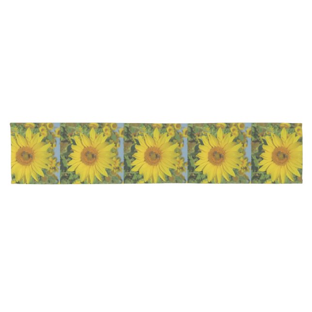 yellow sun flower summer blossom short table runner (Horizontal)