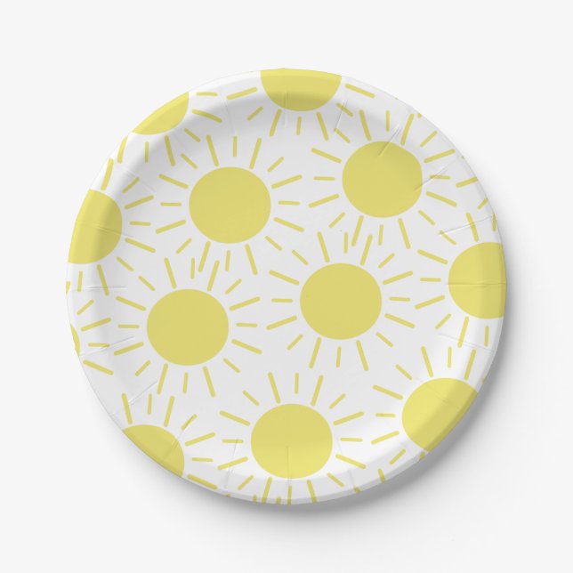 Yellow Sun Little Sunshine Party Paper Plates (Front)