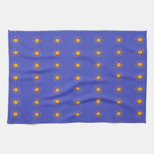 Yellow sun pattern tea towel