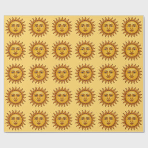 Yellow Sun Pattern. Wrapping Paper
