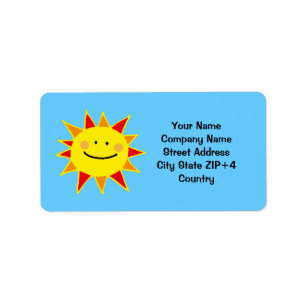 Yellow sun return address label