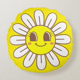 Yellow Sun Round Cushion