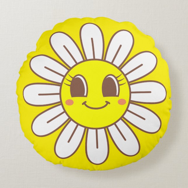 Yellow Sun Round Cushion (Front)