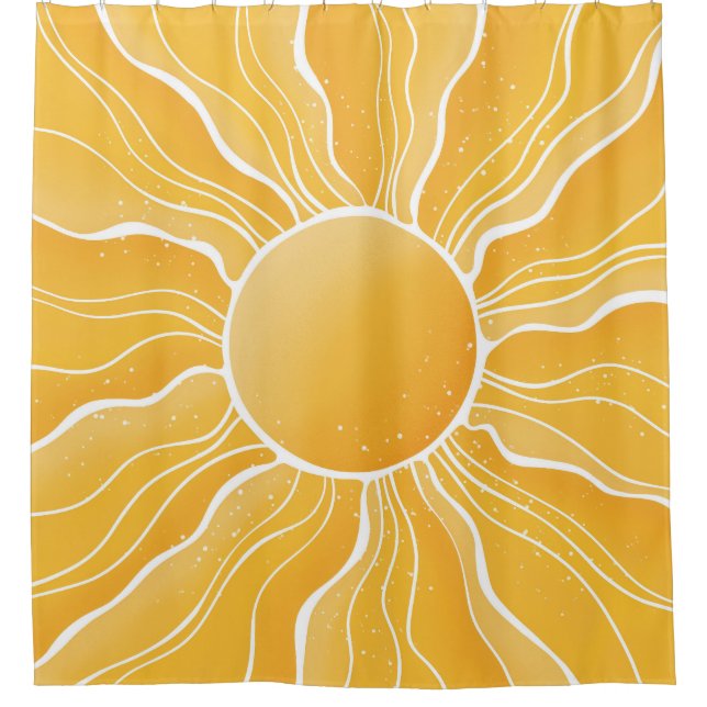 Yellow Sun Shower Curtain (Front)