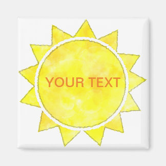Yellow Sun Watercolor Custom Text  Magnet